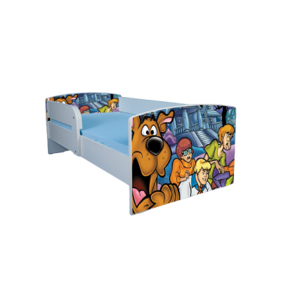 Pat Pentru Copii 2-8 Ani Scooby Doo Saltea Inclusa 140x70 Cm, Varianta Cu Sertar Ptv1657