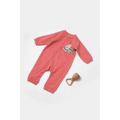 Salopeta cu fermoar, Two thread, BabyCosy, 100% bumbac organic, Rose (Marime: 12-18 Luni) JEMBC-CSY8030-12