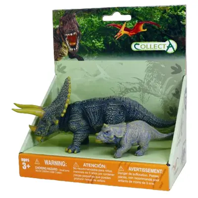 Set de 2 figurine pictate manual triceratops cu pui 89312 - okecol89312spp
