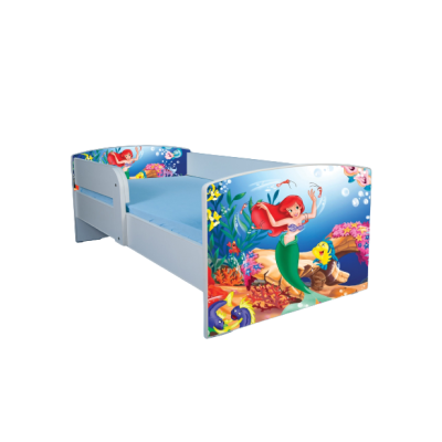 Pat Cu Mica Sirena Pentru Fetite 2-12 Ani,  Cu Saltea 160x80 Inclusa, Fara Sertar Ptv2678