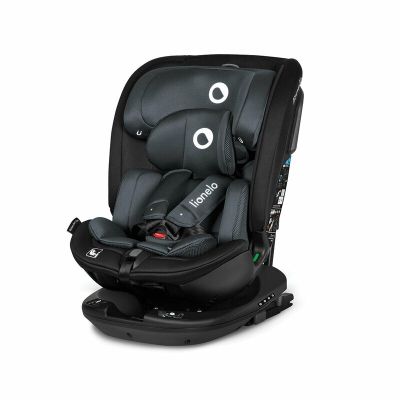 Lionelo - Scaun auto Bastiaan RWF i-Size, Pozitie de somn, Protectie laterala, Rotire 360 grade, 0-36 Kg, Cu Isofix si Centura Top Tether, Conform cu standardul european de securitate ECE R129, Gri BYNLO-BASTIAAN_RWF_ISIZE_GREY_STONE