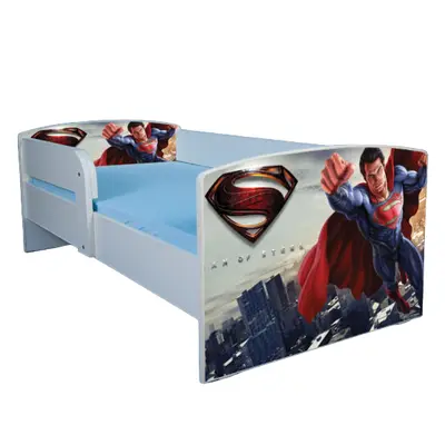 Pat Cu Superman Pentru Baieti Cu Saltea SafeNest 130x60 Cm, Fara Sertar Ptv3376