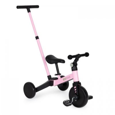 Tricicleta cu pedale si maner 2 in 1 ecotoys ym-bt-6 - roz edeediym-bt-6pbpink