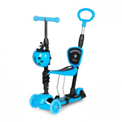 Trotineta 5 in 1 cu sezut si 3 roti cu led ecotoys ym-sw-6 - albastru edeediym-sw-6blue