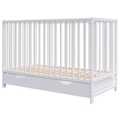 Patut copii din lemn hubners dominic 120x60 cm alb cu sertar hubphdom12als