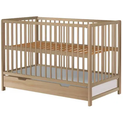 Patut copii din lemn hubners dominic 120x60 cm natur cu sertar hubphdom12nas