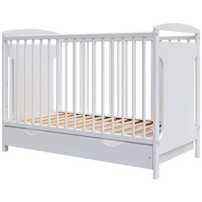 Patut copii din lemn hubners karly 120x60 alb cu sertar hubphkar12als
