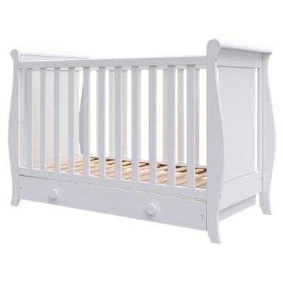Patut copii din lemn hubners mira 120x60 cm alb cu sertar hubphmir12als