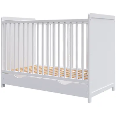 Patut copii din lemn hubners paula 120x60 alb cu sertar hubphpau12als