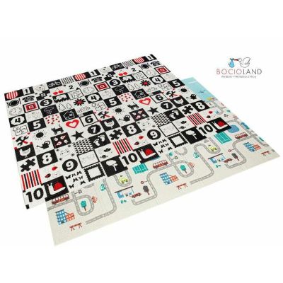 Bocioland - Covoras de joaca City, Pliabil, Protectie impotriva loviturilor, Dimensiune mare, 200 x 150 cm, Cu Imprimeu pe ambele parti, Potrivit pentru utlizare atat in interior, cat si in exterior BYNBL122
