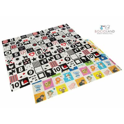 Bocioland - Covoras de joaca Happy Day, Pliabil, Protectie impotriva loviturilor, Dimensiune mare, 200 x 150 cm, Cu Imprimeu pe ambele parti, Potrivit pentru utlizare atat in interior, cat si in exterior BYNBL123