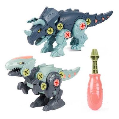 Set 2 Dinozauri Demontabili cu Surubelnita Inclusa Toi-Toys TT43965Z BBJTT43965Z_Albastru