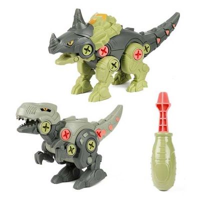 Set 2 Dinozauri Demontabili cu Surubelnita Inclusa Toi-Toys TT43965Z BBJTT43965Z_Verde