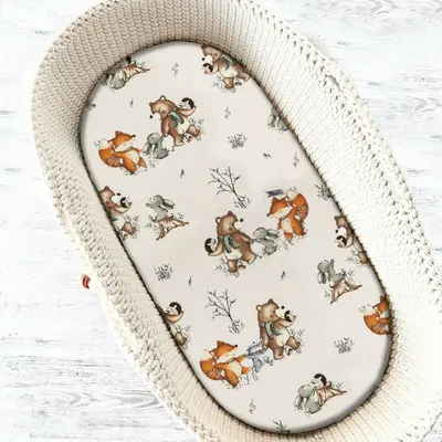 MimiNu - Cearceaf cu elastic pentru landou, carucior si cosulet, Dimensiune 80x35 cm, Din bumbac certificat Oeko Tex Standard 100, Design, Time for fun BYN6426972024327