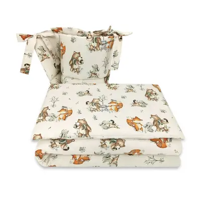 MimiNu - Lenjerie patut 3 piese, Cu protectie laterala, Din bumbac certificat Oeko Tex Standard 100, Pentru patut 120x60 cm, Design, Time for fun BYN6426972024273