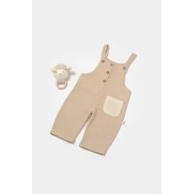 Salopeta cu bretele si buzunar, 100% bumbac - Apricot, BabyCosy (Marime: 9-12 luni) JEMBC-CSYM7044-9