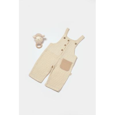 Salopeta cu bretele si buzunar, 100% bumbac - Stone, BabyCosy (Marime: 3-6 Luni) JEMBC-CSYM7042-3