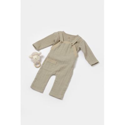 Set bluza si salopeta, Winter muselin, 100% bumbac - Verde, BabyCosy (Marime: 12-18 Luni) JEMBC-CSYM7046-12