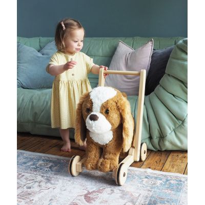 Little Bird Told Me - Peanut Pup Walker, Push Along  Ride On Toy Pentru Copii De Peste 1 An, King Charles Spaniel Caine Pufos Pentru Copii Mici, Cadru Robust Din Lemn, Scaun Captusit Pjblb3110