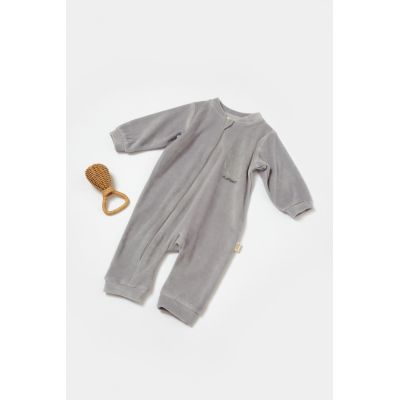 Salopeta Elefant cu maneca lunga din 80%bumbac organic si 20% poliester - Gri, BabyCosy (Marime: 6-9 luni) JEMBC-CSYK6056-6