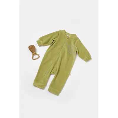 Salopeta Elefant cu maneca lunga din 80%bumbac organic si 20% poliester - Verde, BabyCosy (Marime: 6-9 luni) JEMBC-CSYK6053-6