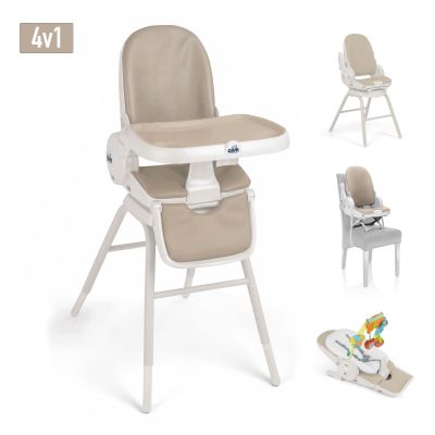 Scaun De Masa 4in1 Pentru Bebelusi Si Copii, Cam   Original, Inaltime Ajustabila, Varsta 0-14 Ani, Pliabil, Centura De Siguranta In 5 Puncte, Depozitare, Bej Pjb9220027