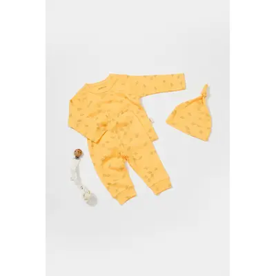 Set 3 piese:bluza, pantaloni si caciulita Printed, BabyCosy, 50% modal+50% bumbac, Lamaie (Marime: 18-24 Luni) JEMBC-CSYM25502-18