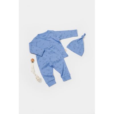 Set 3 piese:bluza, pantaloni si caciulita Printed, BabyCosy, 50% modal+50% bumbac, Lavanda (Marime: 3-6 Luni) JEMBC-CSYM25501-3