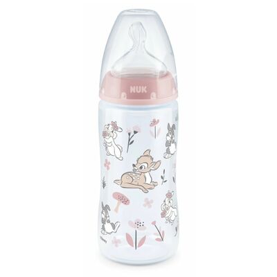 Biberon Nuk First Choice PP 300 ml, Control Temperatura, Tetina Silicon M, 6-18 luni, Disney Bambi ERFMAR-N8696