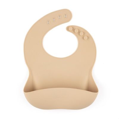 Petite&Mars - Baveta moale Take&Match, Reglabil, Cu buzunar colector, Silicon, Fara BPA, 6 luni+, Bej BYN706818