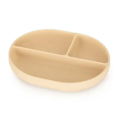 Petite&Mars - Farfurie compartimentata Take&Match, Ovala, Cu ventuza si 3 compartimente, Silicon, Fara BPA, 630 ml, 6 luni+, Bej BYN717818