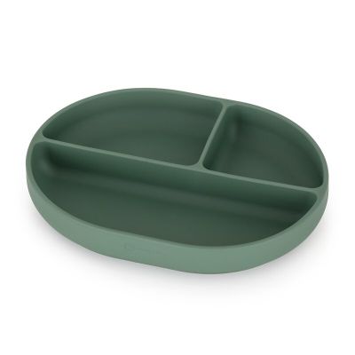 Petite&Mars - Farfurie compartimentata Take&Match, Ovala, Cu ventuza si 3 compartimente, Silicon, Fara BPA, 630 ml, 6 luni+, Verde BYN717817