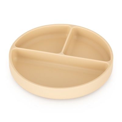 Petite&Mars - Farfurie compartimentata Take&Match, Rotunda, Cu ventuza si 3 compartimente, Silicon, Fara BPA, 500 ml, 6 luni+, Bej BYN715818