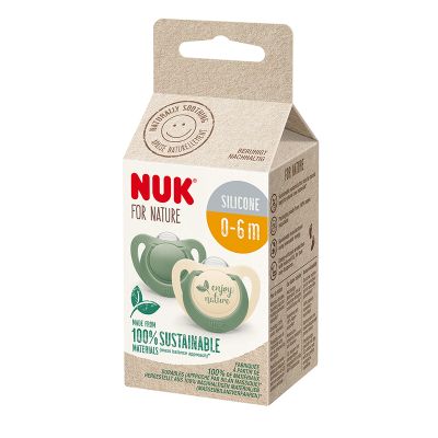 Suzeta Nuk for Nature Silicon M1, 0-6 luni, Set 2 Bucati, Verde ERFMAR-N9662