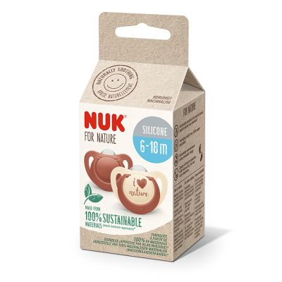 Suzeta Nuk for Nature Silicon M2, 6-18 luni, Set 2 Bucati, Rosu ERFMAR-N9679