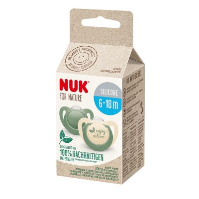 Suzeta Nuk for Nature Silicon M2, 6-18 luni, Set 2 Bucati, Verde ERFMAR-N9648