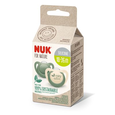 Suzeta Nuk for Nature Silicon M3, 18-36 luni, Set 2 Bucati, Verde ERFMAR-N9617