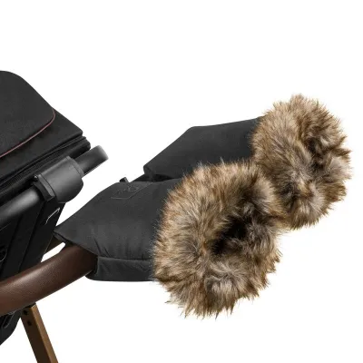 Lionelo - Manusi termice pentru carucior, Universale, Impermeabile, Interior din lana, Cu blana ecologica detasabila, Negru BYNLO-HANDMUFF_BLACK
