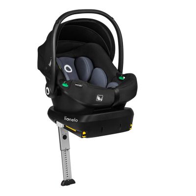 Lionelo - Soica auto i-Size Astrid, Include baza Isofix, 0-13 Kg, 40-87 cm, Cu maner si capotina reglabile, Cu protectie laterala avansata, Salteluta confortabila , Conform cu R129, Negru/Gri BYNLO-ASTRID_I-SIZE_BLACK_GREY+BASE_BLACK