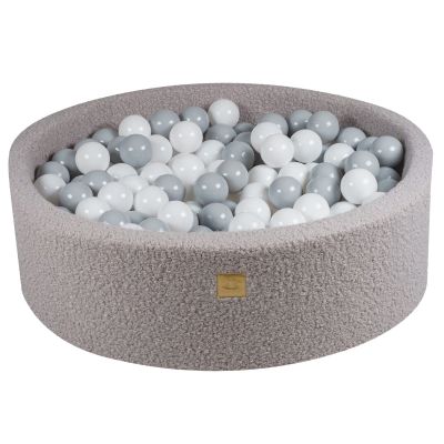 Piscina Uscata Cu 250 De Bile 7cm (alb, Gri) Meowbaby  , Tesatura Bucle, 90x30 Cm, Teddy Gri Pjbbous03007ie