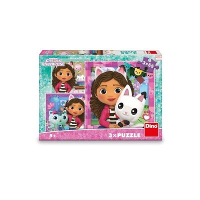 Puzzle 3 in 1 - gabby si prietenii ( 3 x 55 piese)