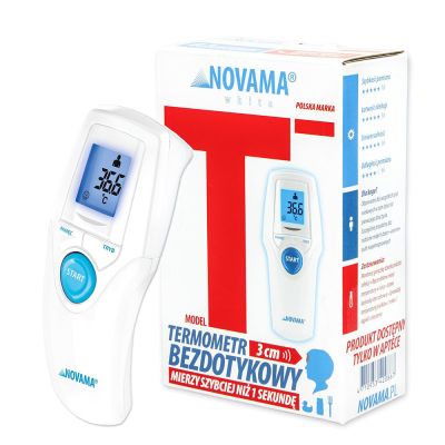 Termometru non-contact Novama White T1S, memorie pentru 30 de masuratori, iluminare ecran, mod... BITNovamaWhiteT1S