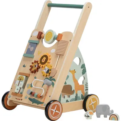 Antepremergator cu multiple activitati, Din lemn, My First Steps, 31.8 x 26.5 x45.5 cm, Free2Play, Safari BYN80593