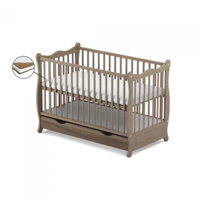 Patut cu sertar vessanti sophie - maro + saltea cocos 12 cm edeedipcsvsm_s12