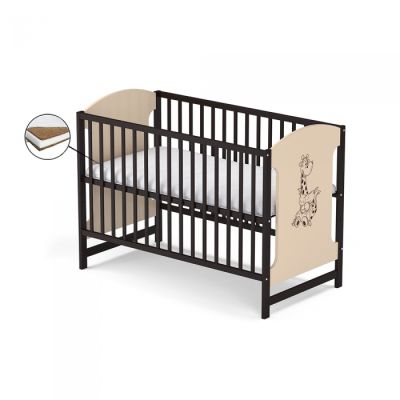 Patut fara sertar vessanti milo girafa - crem cu wenge + saltea cocos 10 cm edeedipfsvmgcw_s10