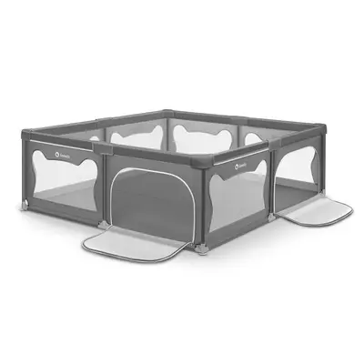 Tarc de joaca copii, Lionelo, Willow XL,180 x 200 cm, Pliere compacta, Include geanta de transport, Din plasa, Cu doua intrari laterale si fermoar, Cu ventuze pentru stabilitate, Conform cu EN 12227:2010, Gri BYNLO-WILLOW_XL_GREY_CONCRETE