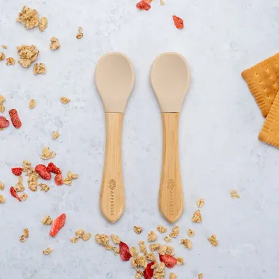 Set Lingurite din bambus, AppeKids - Bubble Beige KRTAK275657