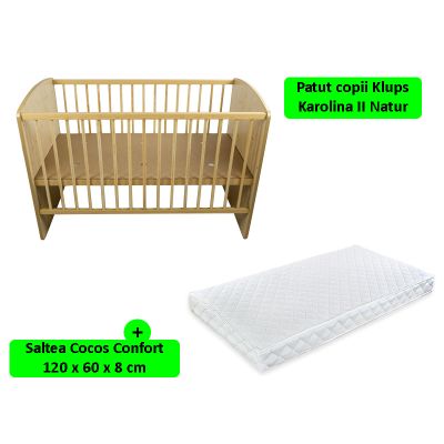 Patut fara sertar KLUPS Karolina II Natur + Saltea 8 MyKids Confort II 00009500
