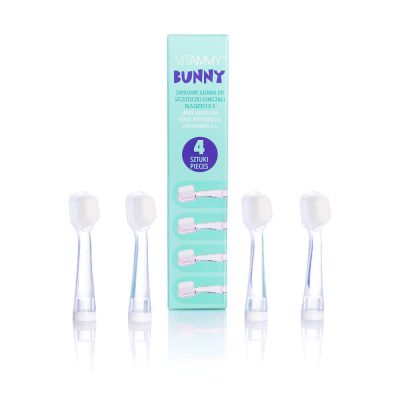 Set 4 rezerve periuta de dinti Vitammy Bunny, fibre nano, Alb BITrezerveBunny