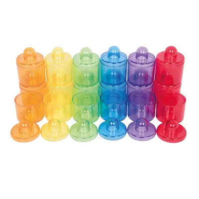 Set de 18 cutiute colorate cu capac, translucide, pentru activitati senzoriale - oketik73105